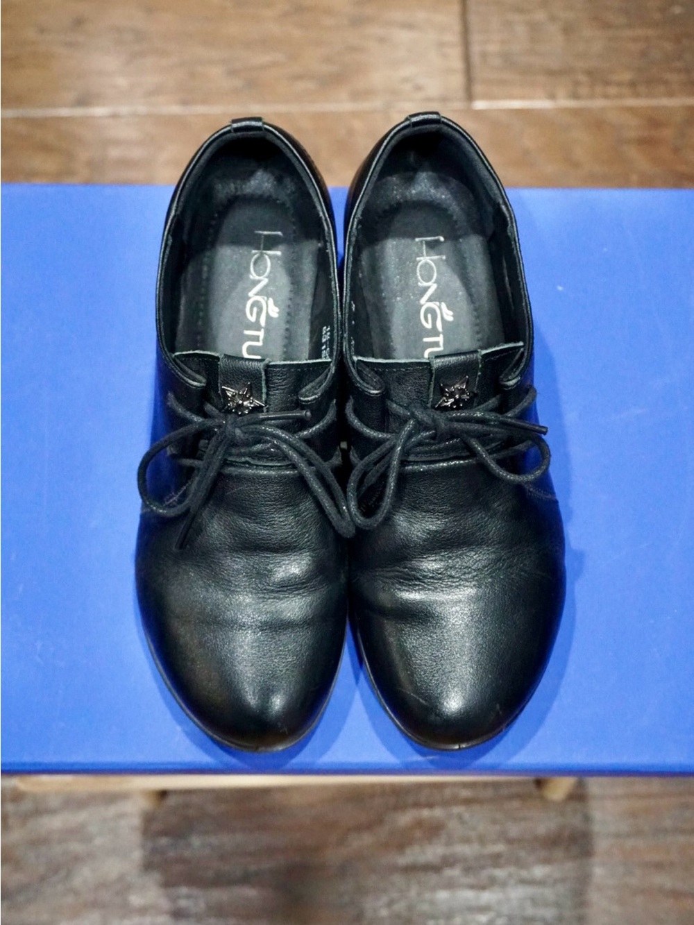 Women’s Black Genuine Leather Lace-Up Oxford Shoes US Size 5.5